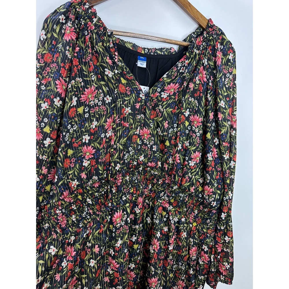 NEW Old Navy Waist-Defined Floral Shine Mini Dress Multi Shimmer Plus Size XXL - Picture 5 of 13